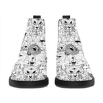 White And Black Wicca Magical Print Flat Ankle Boots