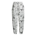White And Black Wicca Magical Print Fleece Lined Knit Pants