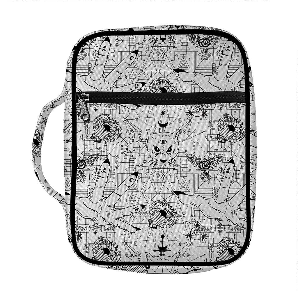 White And Black Wicca Magical Print Front Pocket Bible Bag