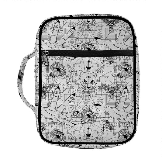 White And Black Wicca Magical Print Front Pocket Bible Bag