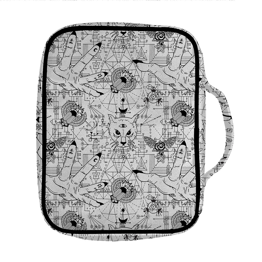 White And Black Wicca Magical Print Front Pocket Bible Bag