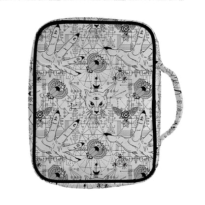 White And Black Wicca Magical Print Front Pocket Bible Bag