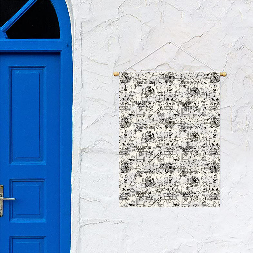 White And Black Wicca Magical Print Garden Flag