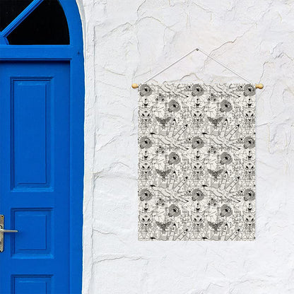 White And Black Wicca Magical Print Garden Flag