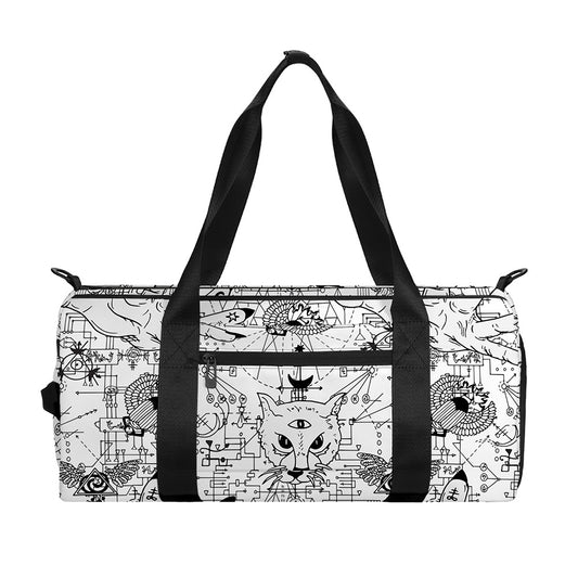 White And Black Wicca Magical Print Gym Bag