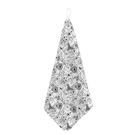 White And Black Wicca Magical Print Hand Towel