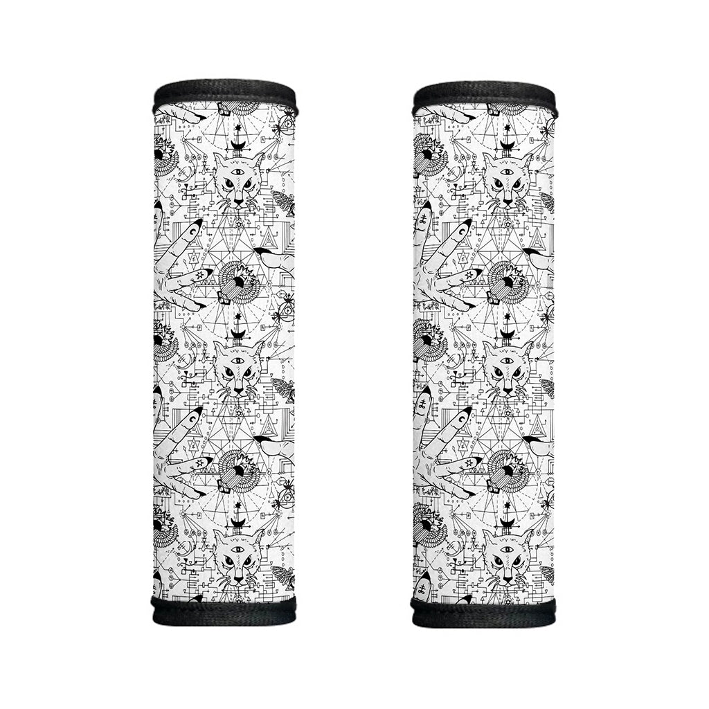 White And Black Wicca Magical Print Handle Covers