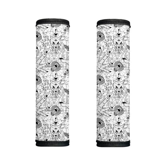White And Black Wicca Magical Print Handle Covers