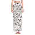 White And Black Wicca Magical Print High Slit Maxi Skirt