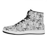 White And Black Wicca Magical Print High Top Leather Sneakers