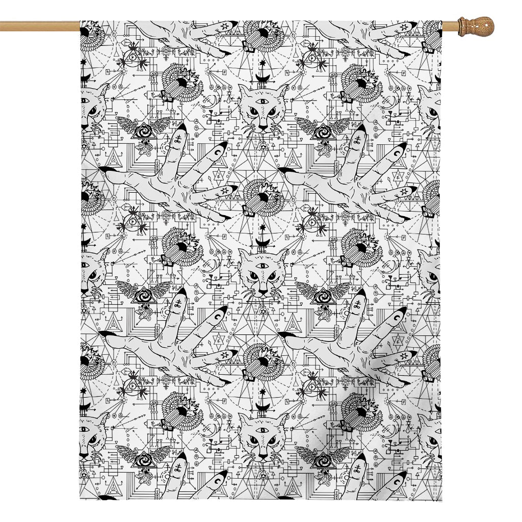 White And Black Wicca Magical Print House Flag