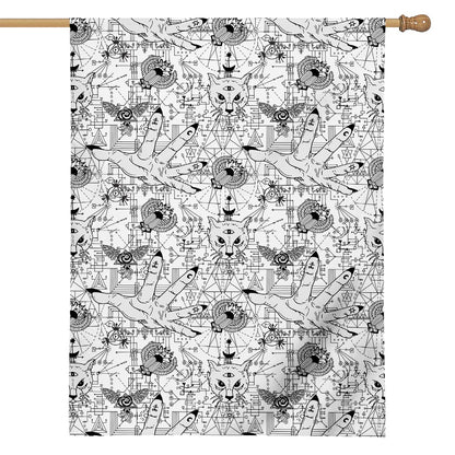 White And Black Wicca Magical Print House Flag