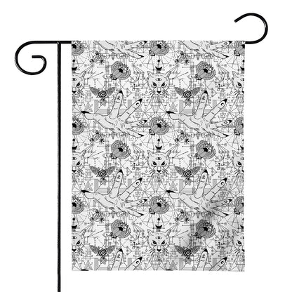 White And Black Wicca Magical Print House Flag