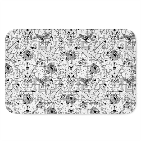 White And Black Wicca Magical Print Indoor Door Mat
