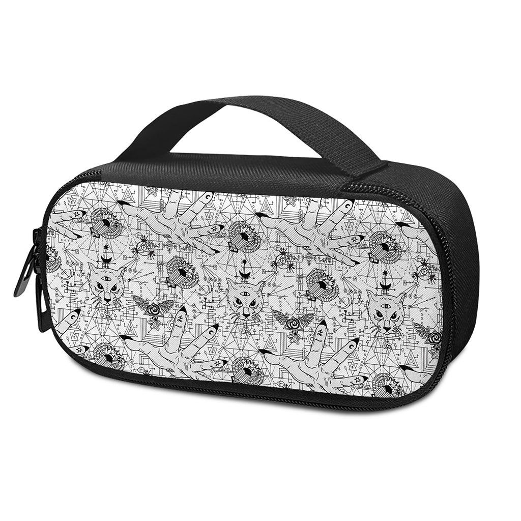 White And Black Wicca Magical Print Insulin Cooler Travel Case