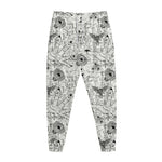White And Black Wicca Magical Print Jogger Pants