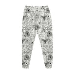 White And Black Wicca Magical Print Jogger Pants