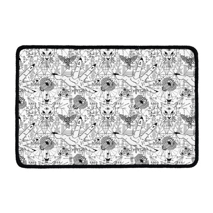 White And Black Wicca Magical Print Kitchen Mat