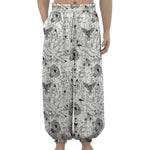 White And Black Wicca Magical Print Lantern Pants