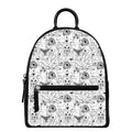 White And Black Wicca Magical Print Leather Backpack