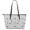 White And Black Wicca Magical Print Leather Tote Bag With Zipper