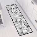 White And Black Wicca Magical Print Long Kitchen Mat