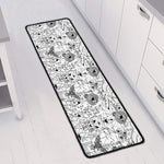 White And Black Wicca Magical Print Long Kitchen Mat