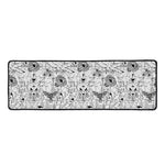 White And Black Wicca Magical Print Long Kitchen Mat