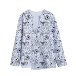 White And Black Wicca Magical Print Long Sleeve Short Coat