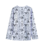 White And Black Wicca Magical Print Long Sleeve Short Coat