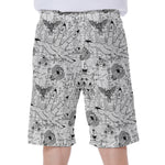 White And Black Wicca Magical Print Men's Beach Shorts