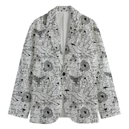 White And Black Wicca Magical Print Men's Blazer