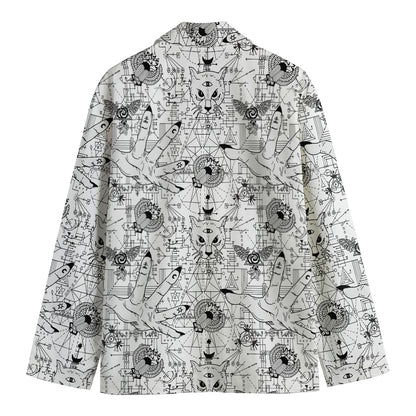 White And Black Wicca Magical Print Men's Blazer