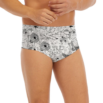 White And Black Wicca Magical Print Men's Briefs