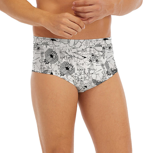 White And Black Wicca Magical Print Men's Briefs