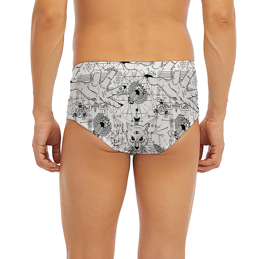 White And Black Wicca Magical Print Men's Briefs