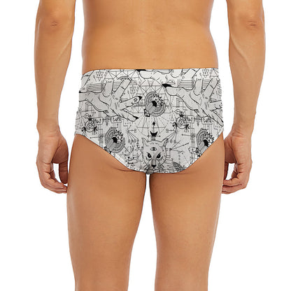 White And Black Wicca Magical Print Men's Briefs
