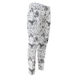 White And Black Wicca Magical Print Men's Compression Pants