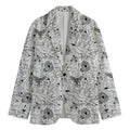 White And Black Wicca Magical Print Men's Cotton Blazer