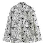 White And Black Wicca Magical Print Men's Cotton Blazer