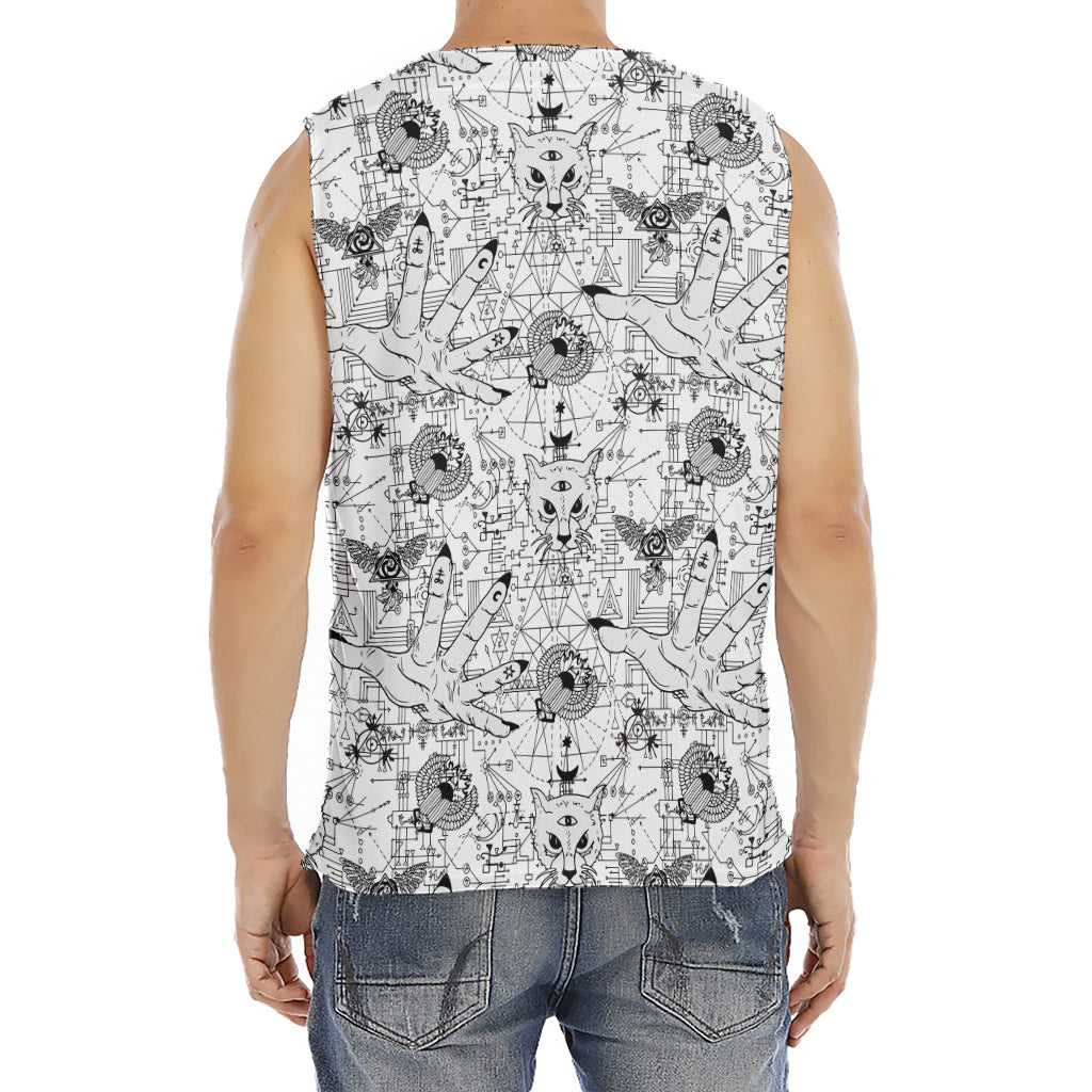 White And Black Wicca Magical Print Men's Fitness Tank Top