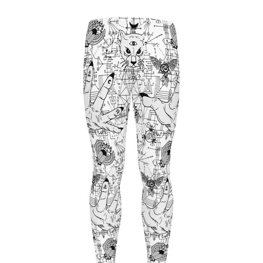White And Black Wicca Magical Print Men's leggings