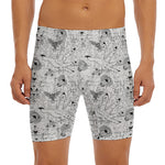 White And Black Wicca Magical Print Men's Long Boxer Briefs