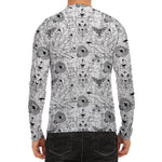 White And Black Wicca Magical Print Men's Long Sleeve Rash Guard