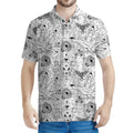 White And Black Wicca Magical Print Men's Polo Shirt