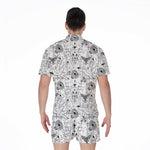 White And Black Wicca Magical Print Men's Rompers