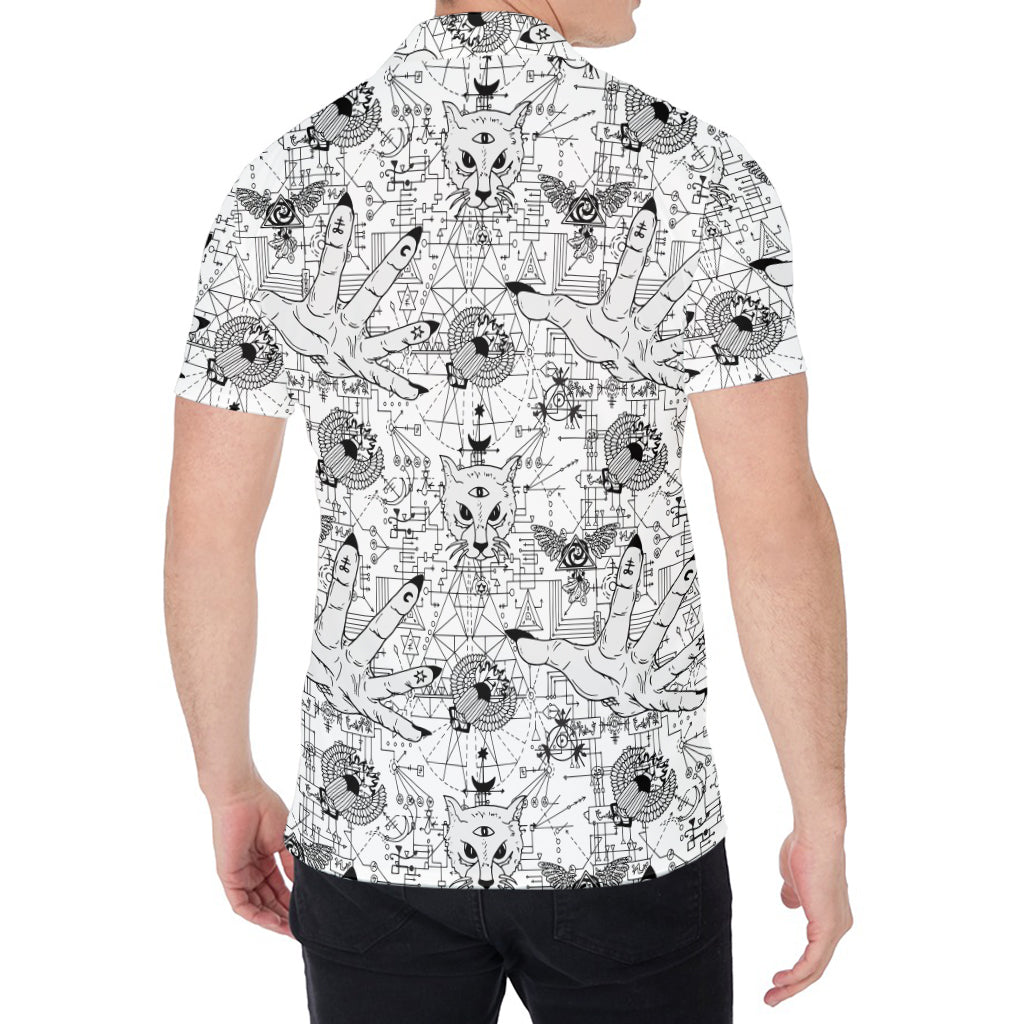 White And Black Wicca Magical Print Men's Shirt