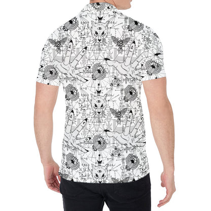 White And Black Wicca Magical Print Men's Shirt