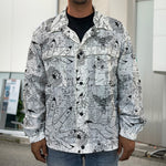 White And Black Wicca Magical Print Men's Shirt Jacket