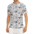 White And Black Wicca Magical Print Men's Short Sleeve Rash Guard